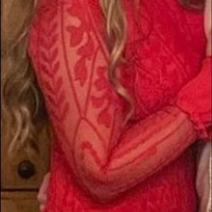 Selfie Leslie Dreamy Long Sleeve Mini Dress in Red